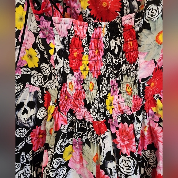 Hell Bunny Floral Skulls Halter Dress Size M - Picture 4 of 6